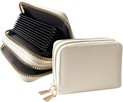 HomeImpel Credit Card Holder Wallet, Leather Zipper Card Case, Compact Wallet for Women, RFID Protection (Dark Pink) in Kuwait