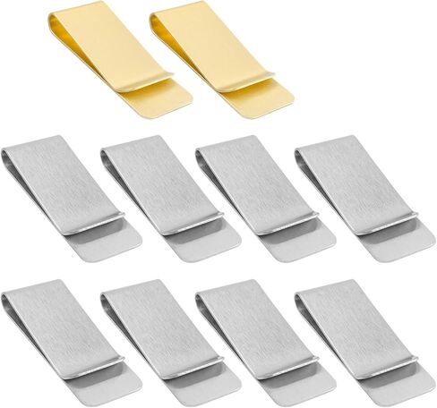 Mesee 10 Pack Stainless Steel Money Clips Men's Slim Cash Clip Wallet Credit Card Holder Minimalist Cash Clamp Holders Business Cards Holders Men Women Pocket Wallet Clips - Silver & Gold in Saudi Arabia