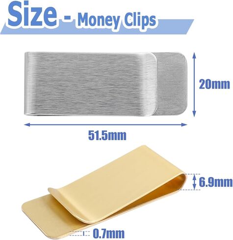 Mesee 10 Pack Stainless Steel Money Clips Men's Slim Cash Clip Wallet Credit Card Holder Minimalist Cash Clamp Holders Business Cards Holders Men Women Pocket Wallet Clips - Silver & Gold in Saudi Arabia