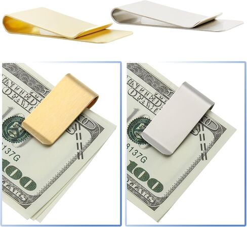 Mesee 10 Pack Stainless Steel Money Clips Men's Slim Cash Clip Wallet Credit Card Holder Minimalist Cash Clamp Holders Business Cards Holders Men Women Pocket Wallet Clips - Silver & Gold in Saudi Arabia