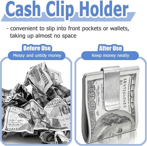 Mesee 10 Pack Stainless Steel Money Clips Men's Slim Cash Clip Wallet Credit Card Holder Minimalist Cash Clamp Holders Business Cards Holders Men Women Pocket Wallet Clips - Silver & Gold in Saudi Arabia