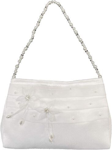 Pink Princess First Communion Purse for Girls - White Satin Purse with Organza Trim in Saudi Arabia