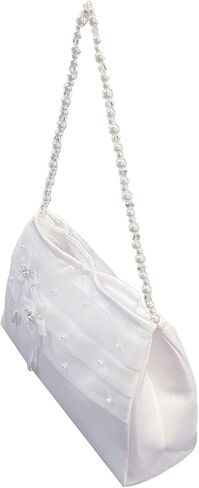 Pink Princess First Communion Purse for Girls - White Satin Purse with Organza Trim in Saudi Arabia