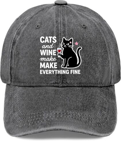 Catted and Wine Make-Everything Fine Sun Hats Funny Cap for Dad in Saudi Arabia