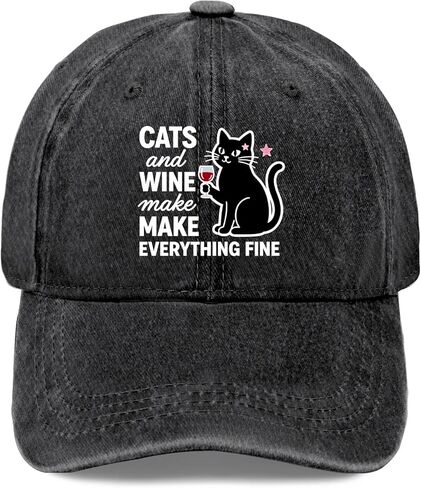 Catted and Wine Make-Everything Fine Sun Hats Funny Cap for Dad in Saudi Arabia