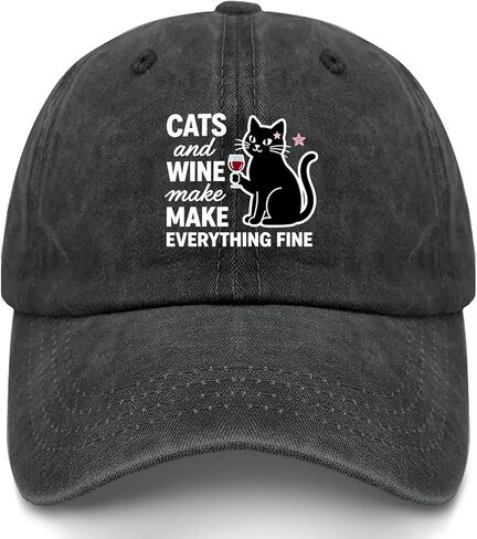 Catted and Wine Make-Everything Fine Sun Hats Funny Cap for Dad in Saudi Arabia