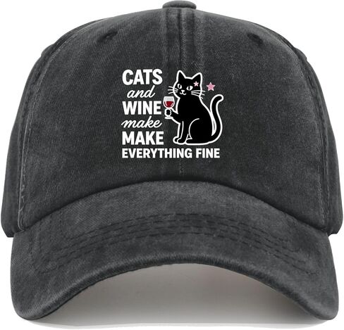 Catted and Wine Make-Everything Fine Sun Hats Funny Cap for Dad in Saudi Arabia