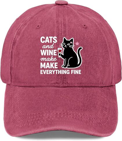 Catted and Wine Make-Everything Fine Sun Hats Funny Cap for Dad in Saudi Arabia