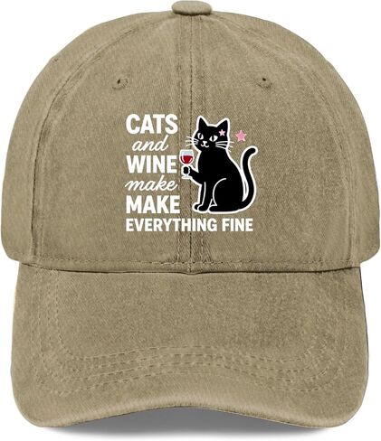 Catted and Wine Make-Everything Fine Sun Hats Funny Cap for Dad in Saudi Arabia