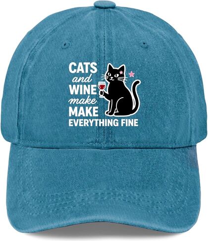 Catted and Wine Make-Everything Fine Sun Hats Funny Cap for Dad in Saudi Arabia