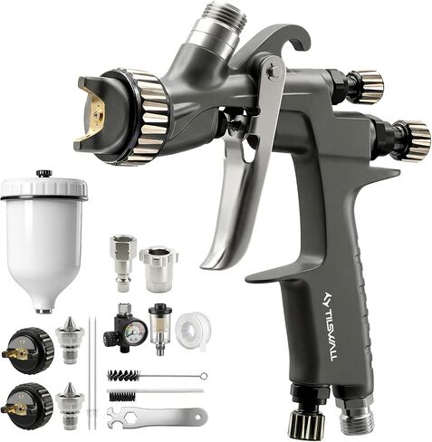 مسدس رش Tilswall Pinto LVLP، عمر خدمة طويل جدًا مع قناة تدفق من الفولاذ المقاوم للصدأ بالكامل، مسدس طلاء هوائي مناسب لمعظم الدهانات، مثالي لطلاء السيارات والمشروعات الاحترافية in Kuwait