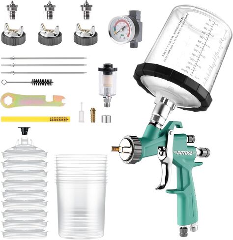 مسدس رش الهواء LVLP مع فوهات 1.3/1.5/1.7 مم ومنظم هواء، مسدس طلاء R500 للسيارات، بخاخ مسدس طلاء السيارة، مسدس طلاء لطلاء المنزل، السيارة، الأثاث، الورنيش والمعطف العلوي in Kuwait