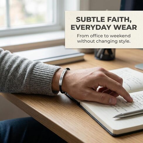 Christ is King Christian Bracelet Baptism Gifts for Boys Adjustable Waterproof Black Braided Cotton Cord, Stylish & Comfortable for Casual Wear Christian Gift For Men in Kuwait