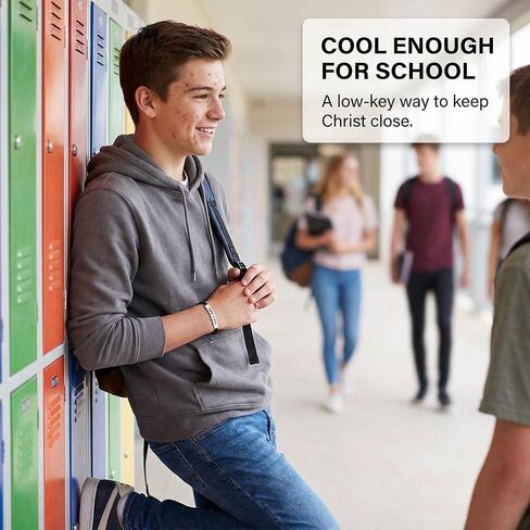 Christ is King Christian Bracelet Baptism Gifts for Boys Adjustable Waterproof Black Braided Cotton Cord, Stylish & Comfortable for Casual Wear Christian Gift For Men in Kuwait