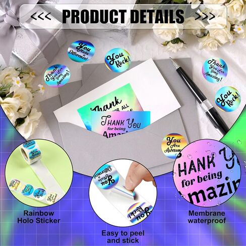 Eaasty 620 Pcs Kudos Appreciation Sticker and Card Set Holographic 500 Seals 120 Cards You are Awesome You Rock Thank You for Being Amazing You Make a Difference Seals for Employees Nurses Teacher in Saudi Arabia