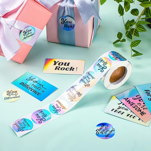 Eaasty 620 Pcs Kudos Appreciation Sticker and Card Set Holographic 500 Seals 120 Cards You are Awesome You Rock Thank You for Being Amazing You Make a Difference Seals for Employees Nurses Teacher in Saudi Arabia
