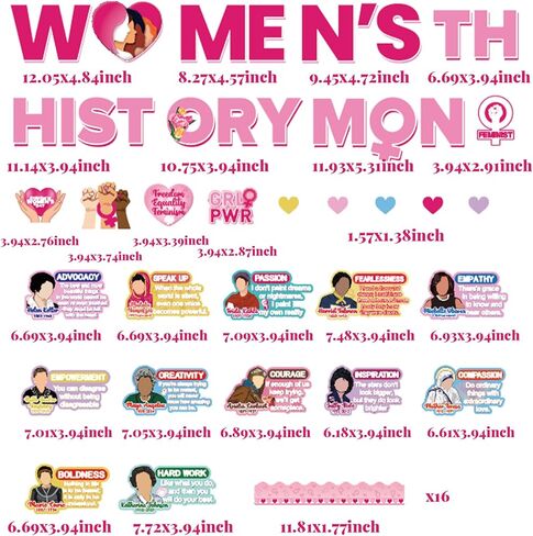 ديكورات لوحة إعلانات شهر تاريخ المرأة، ملصقات اقتباسات ملهمة للنساء، ديكورات شهر تاريخ المرأة، لوحة إعلانات شهر تاريخ المرأة، ديكورات الفصول الدراسية لشهر تاريخ المرأة in Kuwait