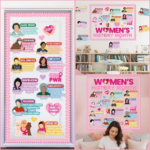 ديكورات لوحة إعلانات شهر تاريخ المرأة، ملصقات اقتباسات ملهمة للنساء، ديكورات شهر تاريخ المرأة، لوحة إعلانات شهر تاريخ المرأة، ديكورات الفصول الدراسية لشهر تاريخ المرأة in Kuwait