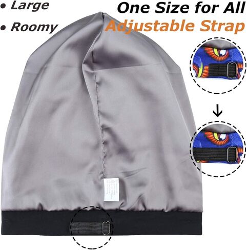 Sleep Cap Hair Bonnet Satin Lined Slouchy Beanie Hat for Night Sleeping - Adjustable Stay on All Night in Saudi Arabia