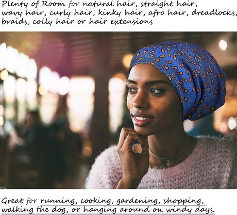 Sleep Cap Hair Bonnet Satin Lined Slouchy Beanie Hat for Night Sleeping - Adjustable Stay on All Night in Saudi Arabia
