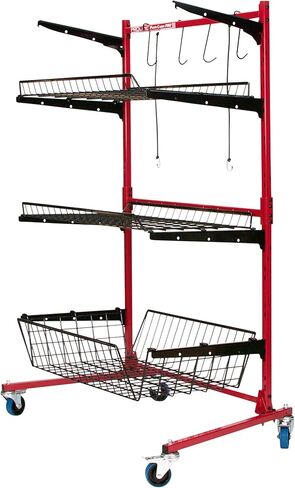 حامل أجزاء هيكل السيارة Champ® Parts Caddy Pro™ الخيار 2 مع أرفف وعجلات سفلية عميقة، وعربة فولاذية بالكامل لمحلات التصليح والكراجات، وعجلات قفل، بسعة 150 رطل لكل رف، ومطلية بمسحوق - أحمر in Kuwait