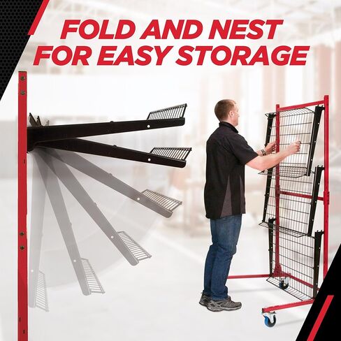 حامل أجزاء هيكل السيارة Champ® Parts Caddy Pro™ الخيار 2 مع أرفف وعجلات سفلية عميقة، وعربة فولاذية بالكامل لمحلات التصليح والكراجات، وعجلات قفل، بسعة 150 رطل لكل رف، ومطلية بمسحوق - أحمر in Kuwait