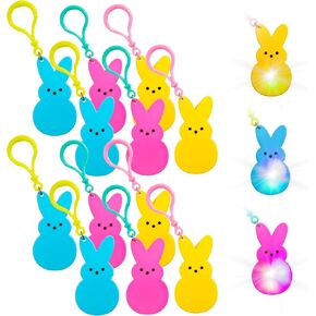 سحر أرنب عيد الفصح المضيء للأطفال من بيبس - 12 حزمة من ألعاب المشبك المتوهجة بنمط اللمحات LED بثلاثة ألوان، حشوات سلة عيد الفصح، هدايا الحفلات، جوائز الفصول الدراسية، هدايا الربيع الخالية من الحلوى in Kuwait