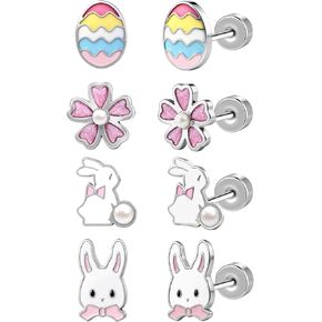 AoedeJ Easter Earrings Cute Bunny Studs Earrings Surgical Steel for Sensitive Ears Flat Back Stud Earrings for Multiple Piercing Conch Earring Stack Jewelry in Kuwait