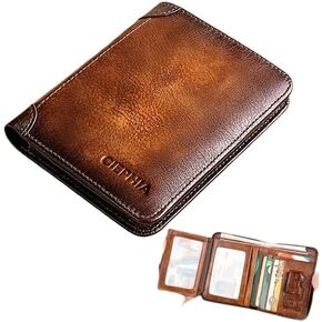 SEDLAV Men's Genuine Leather RFID Wallet - Vintage Thin Multi-Function Card Holder and Money Clip - Stylish Valentine's Day for Him in Kuwait
