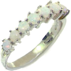 LetsBuyGold 925 Sterling Silver Real Genuine Opal Womens Eternity Ring - Size 11 in Kuwait