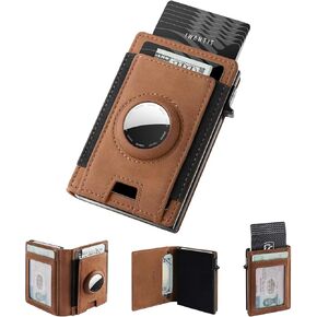 محفظة iwantit Slim AirTag للرجال، محفظة رجالية بسيطة مع جيب بحزام مطاطي، حامل بطاقة الائتمان، حجب RFID، محفظة Apple Air Tag، محفظة ذكية ثنائية الطي لأكثر من 10 بطاقات | نافذة الهوية in Kuwait