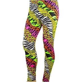 Largemouth Men's 80's Heavy Metal Pants Neon Rainbow Animal Print in Kuwait