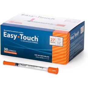 EasyTouch U-100 Insulin Syringe with Needle, 27G 1cc 1/2-Inch (12.7mm), Box of 100 in Kuwait