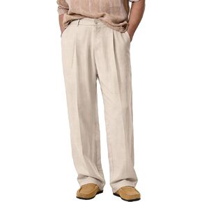 Comdecevis Men's Linen Pleated Pants Lightweight Loose Fit Business Casual Linen Dress Trousers in Kuwait