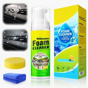 Car Interior Cleaner Spray, Deep Cleaning Interior Detailing for Dashboard Vinyl Plastic Rubber Fabric Carpet Upholstery, Stain & Grime Remover for Auto Seats, No Sticky Residue Lemon Scent - 150ml in Kuwait