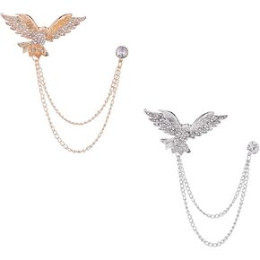 2 حزم البدلة دبابيس بروش للرجال النسر طية صدر السترة سلسلة دبابيس مجوهرات اكسسوارات لبدلات الذهب والفضة دبابيس للرجال بدلة قميص ربطة عنق قبعة دبوس الموضة للسادة ملابس رسمية in Kuwait