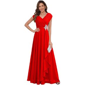 Chiffon Ruched Mother of The Bride Dresses Floor Length Lace Appliques Formal Dress ZU056 in Kuwait