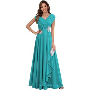 Ruched الشيفون أم العروس فساتين طول الكلمة الرباط يزين اللباس الرسمي ZU056 in Kuwait