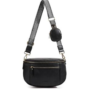 حقائب كروس للنساء من Missnine، محافظ جلدية نباتية للنساء، حقائب كتف صغيرة بحزام عريض، بني | أنيقة ومتعددة الاستخدامات، أحزمة كتف عريضة، سهلة التنظيف بالمسح in Kuwait