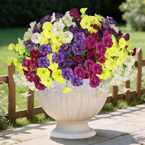 12 حزمة من الزهور الاصطناعية في الهواء الطلق من سيكين، لا تبهت، زهور صناعية مقاومة للأشعة فوق البنفسجية في الهواء الطلق، نباتات بلاستيكية مجد الصباح للداخلية والخارجية والحديقة والفناء المنزلي وحفلات الزفاف، ألوان مختلطة in Kuwait