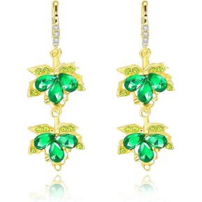 Rhinestone St. Patrick's Day Earrings for Women Green Zirconia Shamrock Hoop Earrings Good Luck Clover Huggie Stud Earring Saint Patricks Day Jewelry Gifts Accessories in Saudi Arabia