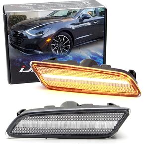 iJDMTOY Black-Out Smoked Lens 36-SMD Amber Full LED Bumper Side Marker Light Kit Compatible With Hyundai 2020-2023 Sonata (Excluding SE), Replace OEM 2-LED Amber Lens Front Sidemarkers in Kuwait