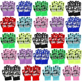 24 Pairs Kids Gloves with Grips Warm Anti-slip Gloves Stretch Winter Knit Glove Full Fingers Camouflage Glove in Kuwait