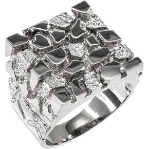 Men's 925 Sterling Silver Four Corner Square Top Nugget Ring- Choice of Ring Size in Saudi Arabia
