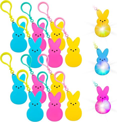 سحر أرنب عيد الفصح المضيء للأطفال من بيبس - 12 حزمة من ألعاب المشبك المتوهجة بنمط اللمحات LED بثلاثة ألوان، حشوات سلة عيد الفصح، هدايا الحفلات، جوائز الفصول الدراسية، هدايا الربيع الخالية من الحلوى in Kuwait