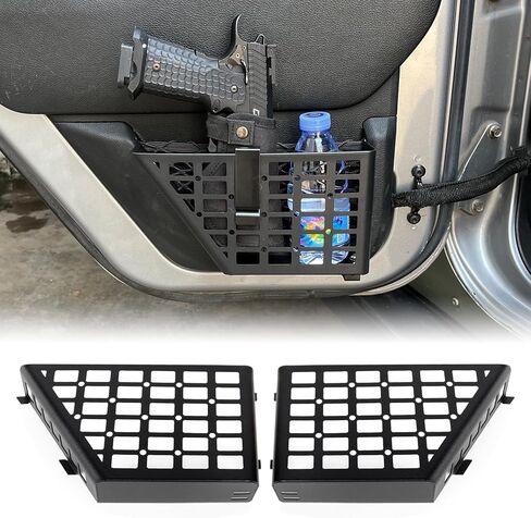 صندوق تخزين معدني للباب الخلفي من FUNY منظم باب السيارة متوافق مع 2007-2018 Jeep Wrangler JK JKU 4 أبواب جانبية، طلاء مضاد للصدأ، قطعتان in Saudi Arabia