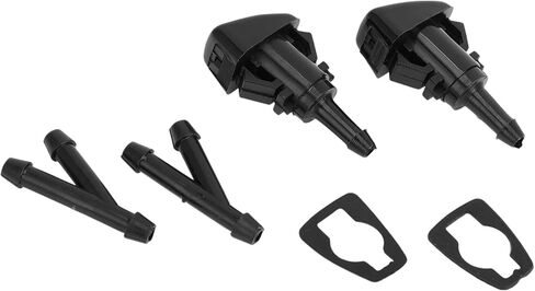 Windshield Washer Nozzle Front with Hose Connector Gasket No.4805742AB for Chrysler Town & Country 2008-2016 Plastic Black in Saudi Arabia