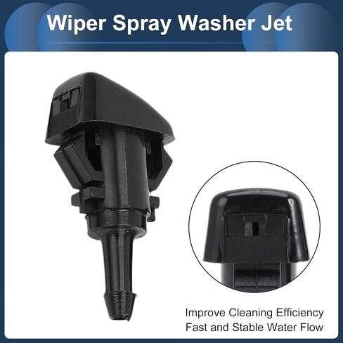 Windshield Washer Nozzle Front with Hose Connector Gasket No.4805742AB for Chrysler Town & Country 2008-2016 Plastic Black in Saudi Arabia
