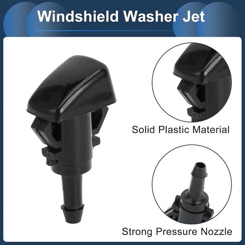 Windshield Washer Nozzle Front with Hose Connector Gasket No.4805742AB for Chrysler Town & Country 2008-2016 Plastic Black in Saudi Arabia