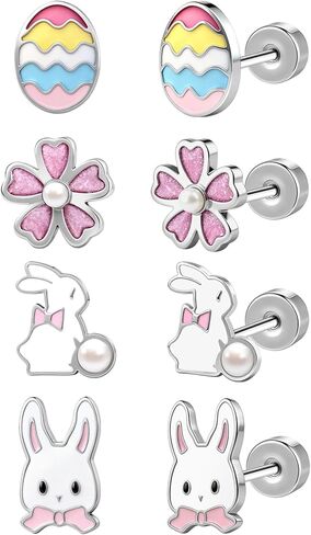 AoedeJ Easter Earrings Cute Bunny Studs Earrings Surgical Steel for Sensitive Ears Flat Back Stud Earrings for Multiple Piercing Conch Earring Stack Jewelry in Saudi Arabia